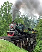 Tweetsie Railroad Locomotive crossing over a tressel